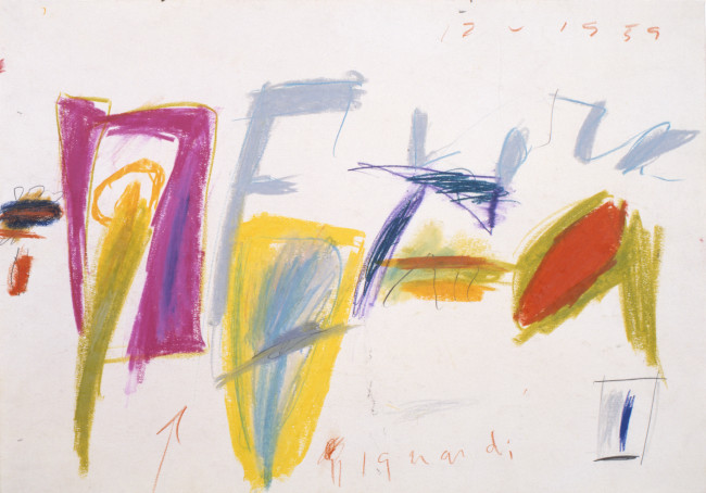 Senza titolo 1959 - pastelli a cera su carta cm 35x50